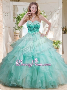 Elegant Floor Length Big Puffy 2016 Quinceanera Dress with Beading and Ruffles Layers