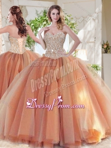 Exclusive Beaded Really Puffy 2016 Quinceanera Dress in Orange