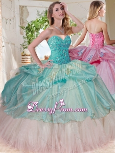 Gorgeous Beaded Bodice and Applique Big Puffy Quinceanera Dress for 2016