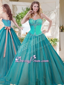 Gorgeous A Line Brush Train Beautiful Quinceanera Dress Gown with Beading and Sash