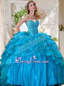 New Arrivals Beaded Bodice and Ruffled Beautiful Quinceanera Dress in Tulle
