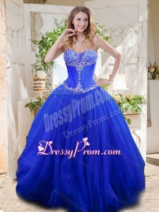 New Style See Through Sweetheart Blue Latest Quinceanera Dress Gown with Beading