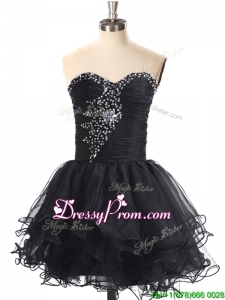 2016 Best Selling Beaded Black Prom Dress in Organza