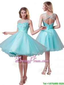 Classical See Through Bateau A Line Prom Dress with Beading