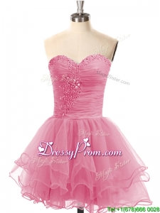 Exclusive Lace Up Organza Short Prom Dress with Beading