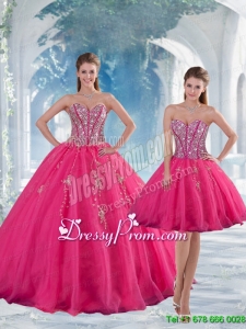 2015 Detachable Sweetheart Hot Pink Sequins and Appliques Quinceanera Dress Skirts