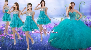 Wonderful Beaded and Ruffled Quinceanera Dress and Beautiful Straps Sequined Dama Dresses