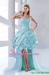 Discount Beaded Sweetheart High Low Ruffled Prom Dresses for 2015