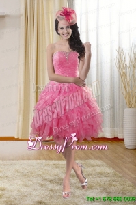 Pretty Sweetheart 2015 Prom Dresses with Ruffles and Beading