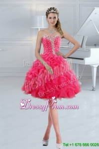 Sweetheart 2015 Cute Prom Dresses with Ruffles and Beading