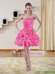 2015 Beautiful Cheap Strapless Prom Dresses with Ruffles and Beading