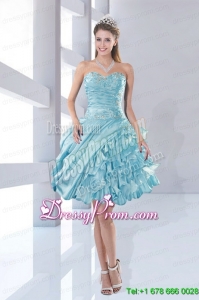Cheap Pretty Sweetheart 2015 Prom Dresses in Aqua Blue with Beading