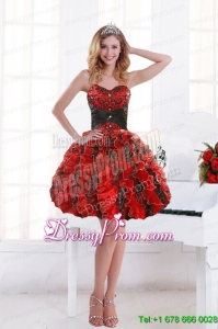 2015 Short Sweetheart Beading and Ruffles Prom Dresses with Appliques