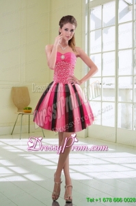 Beautiful Multi Color Beaded Sweetheart Short Prom Dresses with Ruffles
