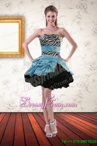 Zebra Printed Strapless Short Prom Dresses with Ruffles and Pick Ups