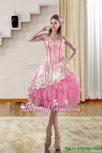 2015 Cute Sweetheart Christmas Party Dress with Embroidery and Ruffles