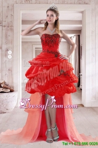 2015 Pretty Sweetheart Christmas Party Dress with Embroidery and Ruffles
