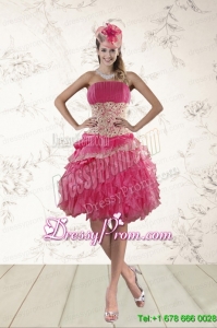 2015 High End Strapless Prom Dresses with Appliques and Ruffles