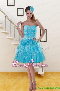 2015 High End Sweetheart Beaded Aqua Blue Prom Dresses with Beading