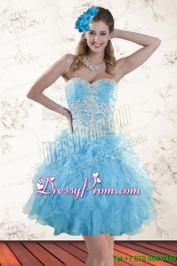 2015 Spring High End Baby Blue Sweetheart Prom Dresses with Embroidery