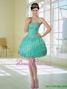High End Apple Green Strapless 2015 Prom Dresses with Embroidery and Beading
