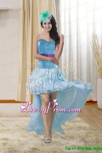 High Low Sweetheart Christmas Party Dress with Ruffles and Beading