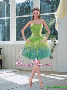 Romantic Multi Color Sweetheart Christmas Party Dress with Appliques and Beading