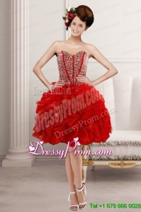 2015 Elegant Sweetheart Designer Prom Dresses with Beading and Ruffles