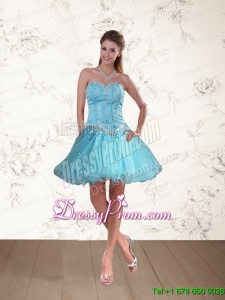 Cute Baby Blue Sweetheart Maxi Prom Dresses with Ruffles and Beading