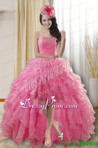 Pretty High Low Maxi Prom Dresses with Ruffles and Beading