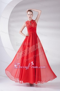 2014 New Empire Scoop Appliques Wine Red Chiffon Prom Dress