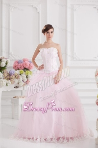 Ball Gown Sweetheart Tulle Baby Pink 2014 Quinceanera Dress with Appliques Beading