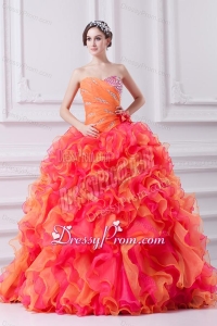 2014 Spring Beautiful Multi-color Sweetheart Beading and Ruching Quinceanera Dress