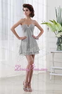 Grey Empire Strapless Mini-length Sleeveless Beadings Chiffon Prom Dress