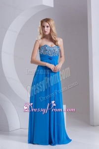 Empire Sweetheart Chiffon Beading Deep Sky Blue Prom Dress