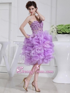 Ball Gown Sweetheart Hand Made Flower and Applique Organza Prom Dress