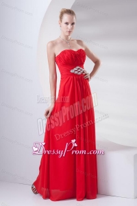 Empire Wine Red Sweetheart Beading Prom Dress with Chiffon