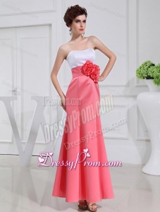 A-line Prom Dress with Hand Made Flowers Swaetheart Taffeta Watermelon