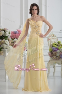 Bowknot Sweetheart Empire Watteau Train Prom Dress in Gold