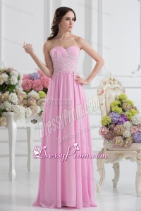 Empire Sweetheart Appliques Prom Dress in Baby Pink