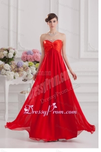 Red Empire Chiffon Beaded Decorate Prom Dress with Sweetheart