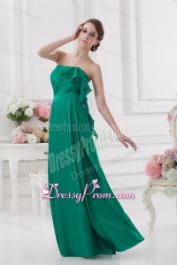 2014 Strapless Ruching Sea Green Floor-length Taffeta Prom Dress