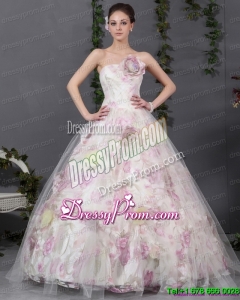 2015 Cheap Multi Color Quinceanera Gowns with Hand Made Flowers