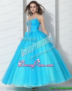 Cheap 2015 Beading Baby Blue Quinceanera Dresses with Bown