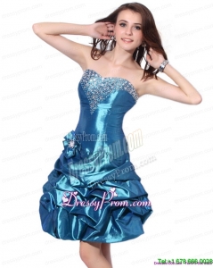 Clearance Beading Strapless Prom Dresses with Pick Ups and Hand Made Flower