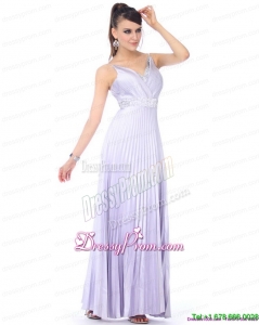 Elegant 2015 Empire V Neck Prom Dress with Pleats and Beading