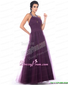 Simple Gorgeous 2015 Halter Top Prom Dress with Ruching and Beading