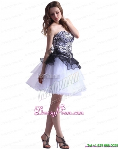 Vintage Zebra Printed Sweetheart White Prom Dresses with Ruffled Layers