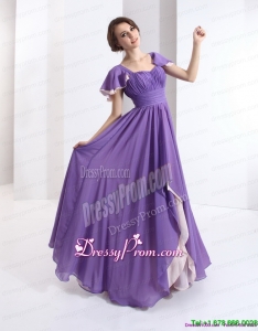 Fashionable 2015 Gorgeous Prom Dress with Ruching and Cap Sleeves