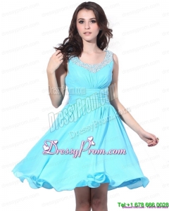 Fashionable and Perfect Beading and Ruching 2015 Prom Dress in Aqua Blue